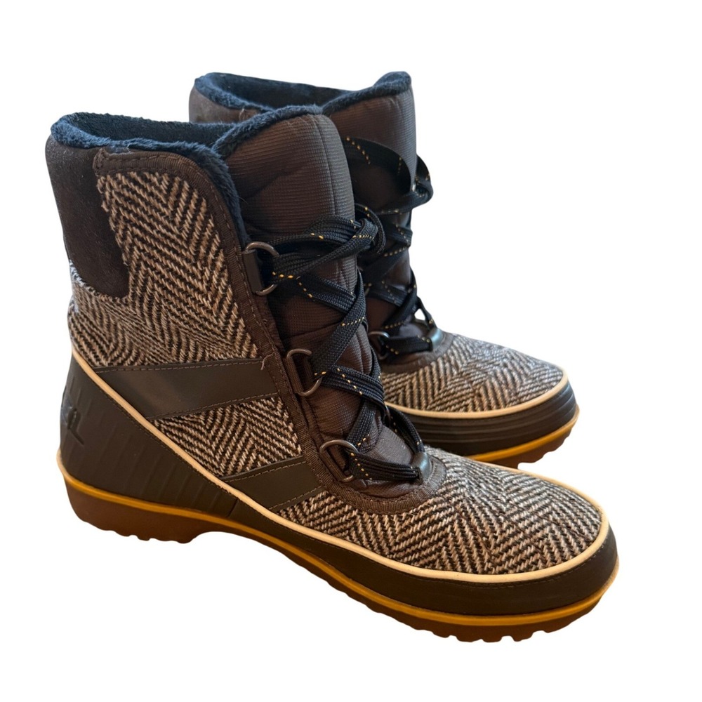 Sorel Brown Tivoli II Herringbone Waterproof Winter Boots Womens 9.5